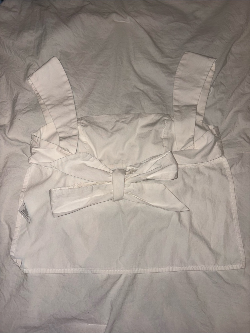 Beginning Boutique White Tie-Front Crop Tank
